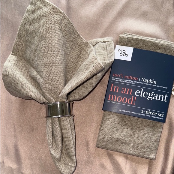 Classic Cottagecore Natural 16” Cotton Square Napkins Monogram Ready New 6-Set/2 - Picture 2 of 10